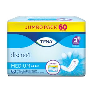 TENA TOALLAS INCONTINENCIA DISCREET MEDIUM 60 UN