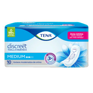 TENA TOALLAS INCONTINENCIA DISCREET MEDIUM 10 UN